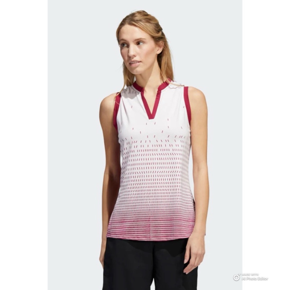 Adidas Womens Sleeveless Golf Polo Shirt Size XS SP Gradient Legacy Burgundy NWT